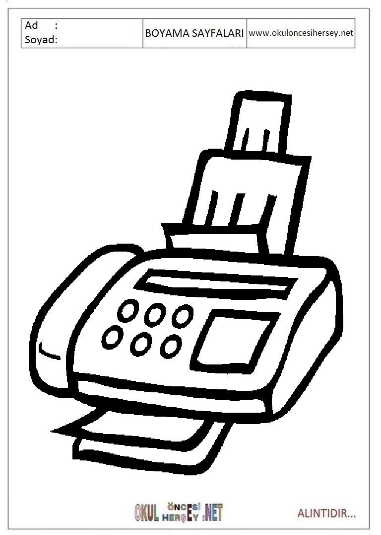 Çocuklar İçin Yazıcı-fax Boyama Sayfaları 